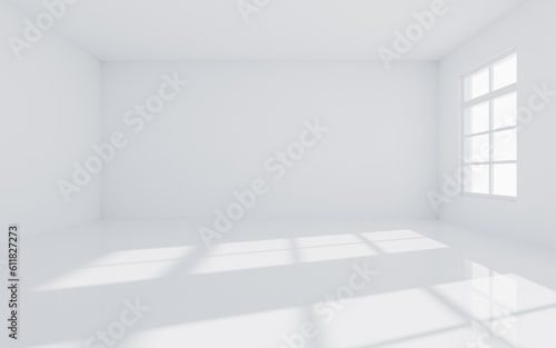 Empty room with light comes in  3d rendering.