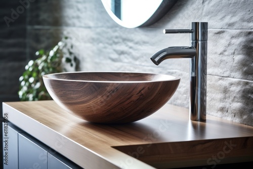round sink in a contemporary bathroom, close-up Generative AI