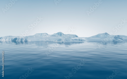 Lake and water surface background, 3d rendering.