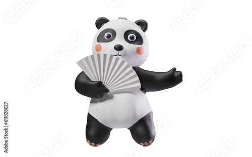 Panda with cartoon style  3d rendering.
