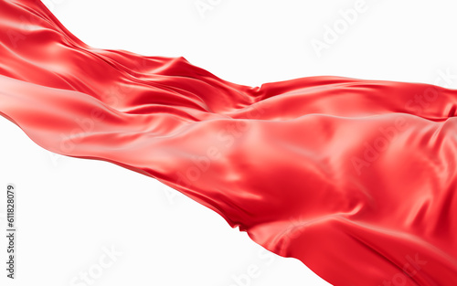 Flowing red wave cloth background, 3d rendering.