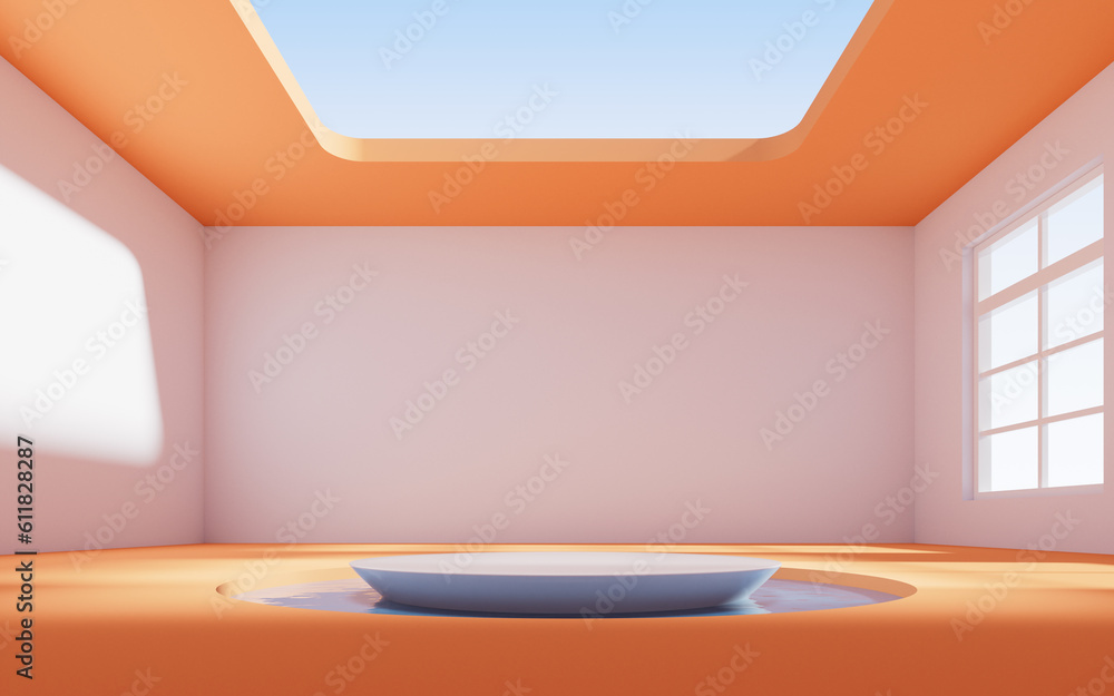 Empty room with water inside, 3d rendering. Empty room with water inside, 3d rendering.