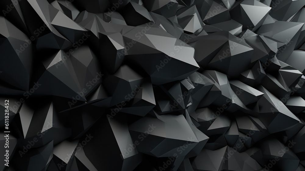 Fototapeta premium Abstract black geometric low-poly background. Generative AI.