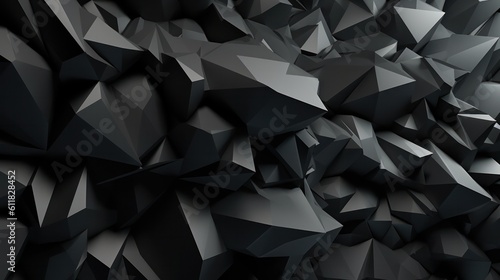Abstract black geometric low-poly background. Generative AI. © Pro Hi-Res