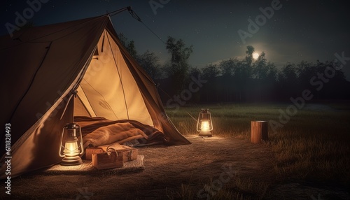 camping at night, Generative AI