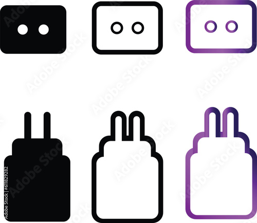 charger and socket symbol vector