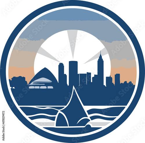 Australian landmark sidney opera house logo design vector illustration