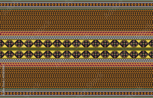 Geometric vector background with sacral tribal ethnic elements. Traditional triangles gypsy geometric forms sprites tribal themes apparel fabric tapestry print