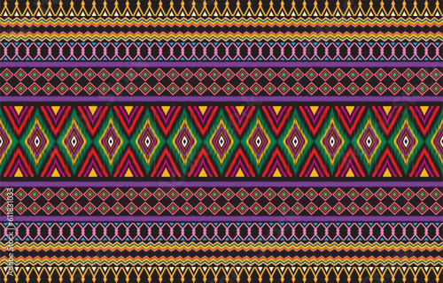 Geometric ethnic oriental seamless pattern traditional Design for background,carpet,wallpaper,clothing,wrapping,Batik,fabric,Vector,illustration,embroidery style.

