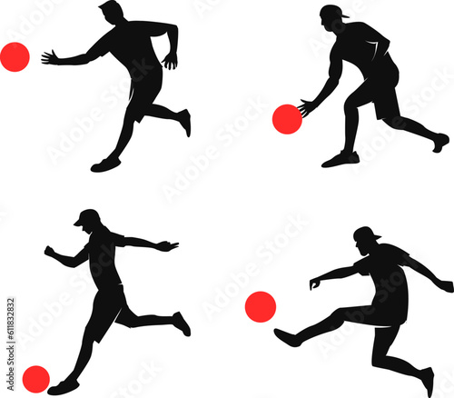 Great attractive Kickball player silhouette in action