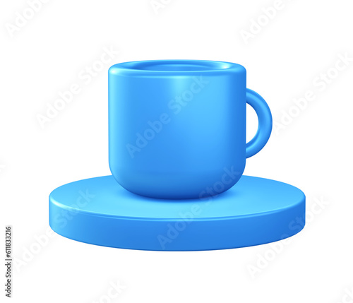 3d illustration icon of Coffee Cup with circular or round podium