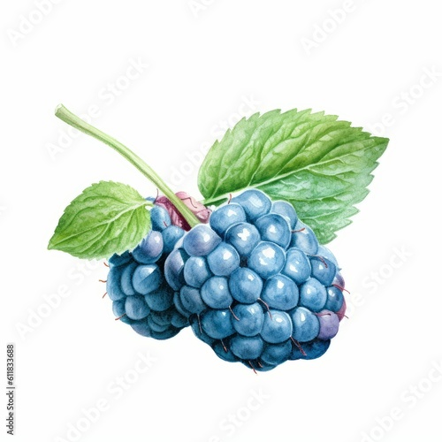 Blue Raspberries, Artificial Flavor, Fruit Watercolor-Style Illustration [Generative AI]