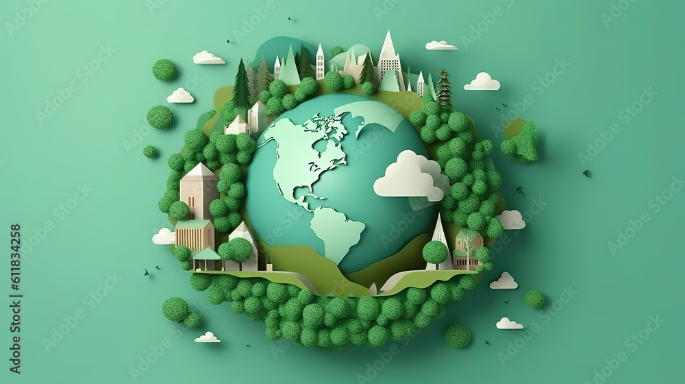 Planet earth in paper style. Vector illustration. Generative Ai Planet earth in paper style. Vector illustration. Generative Ai