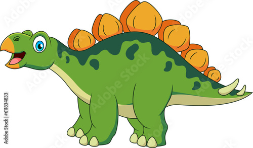 Cute stegosaurus  cartoon smiling. Cute dinosaur cartoon illustration