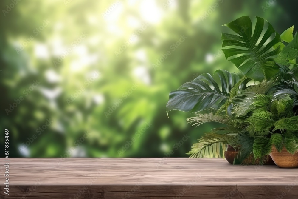 Clean, Blank sage green wall with tropical tree on brown parquet floor in sunlight for interior design decoration, AI generated. Clean, Blank sage green wall with tropical tree on brown parquet floor in sunlight for interior design decoration, AI generated.