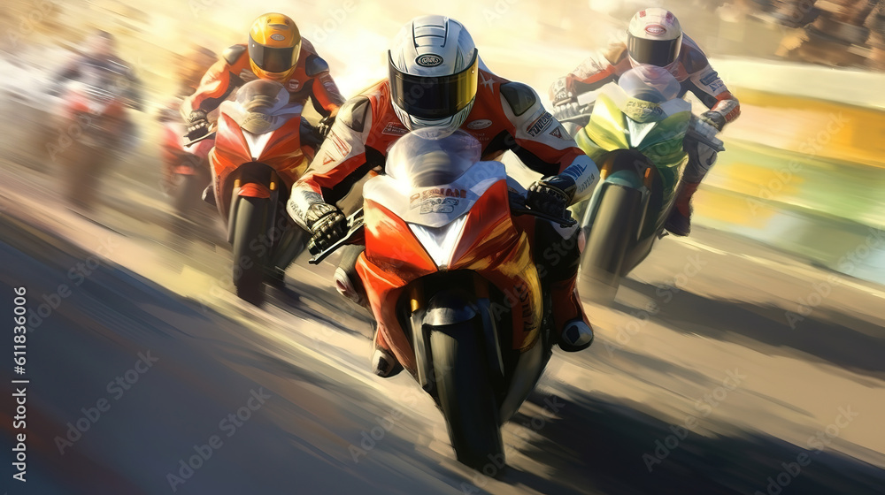 Theyre neck-a-neck. A shot of two motocross riders in midair during a race. Generative Ai Theyre neck-a-neck. A shot of two motocross riders in midair during a race. Generative Ai