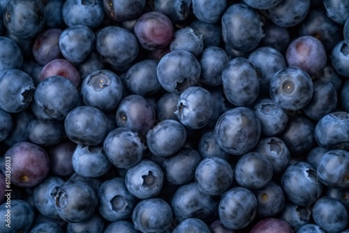 Texture of blueberry. Close up of raw organic berry fruits. Sweet and fresh background. Generative AI 