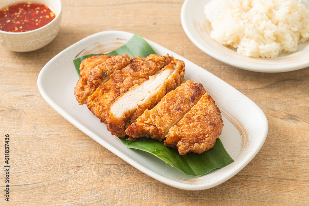 fried chicken with sticky rice fried chicken with sticky rice