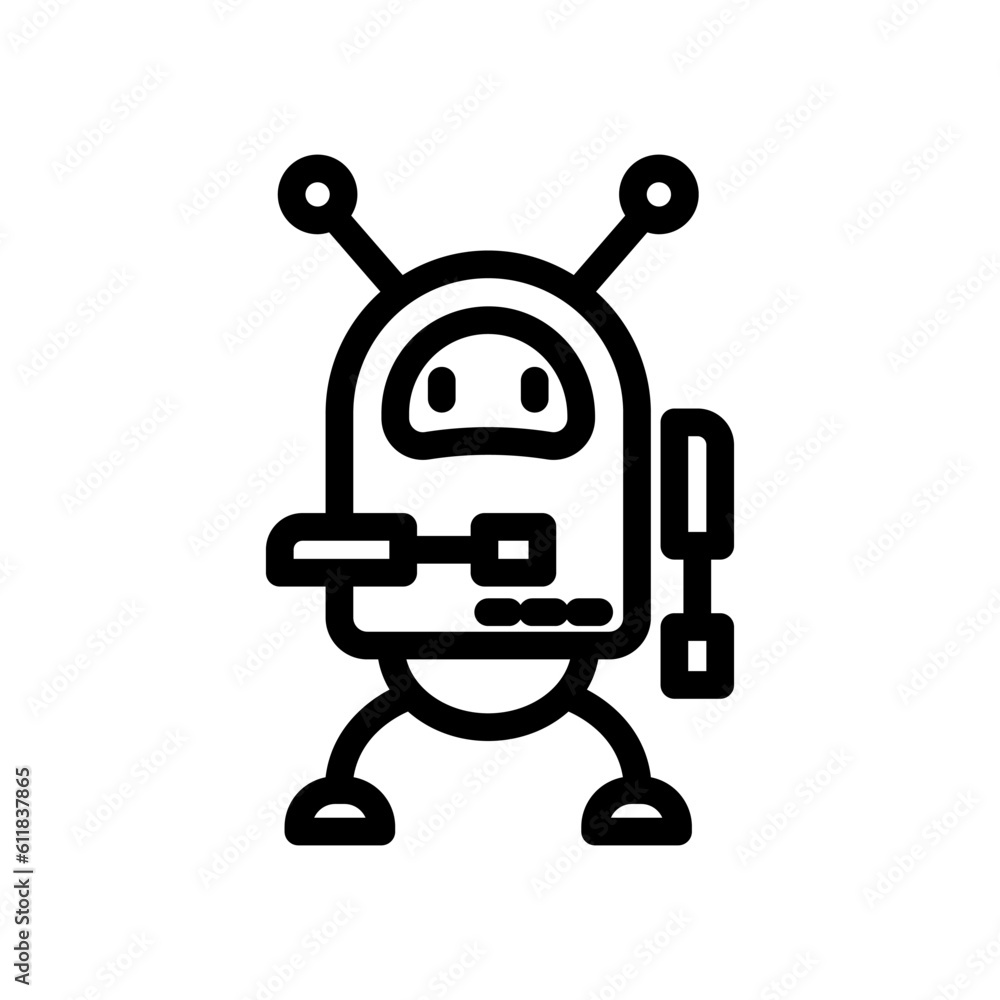 Robot icon in trendy line style design. Vector graphic illustration. Robot symbol for website, logo, app and interface design. Black icon Robot icon in trendy line style design. Vector graphic illustration. Robot symbol for website, logo, app and interface design. Black icon