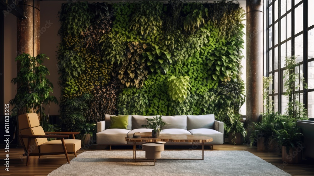 Fototapeta premium fake wall featuring indoor plants Generative AI