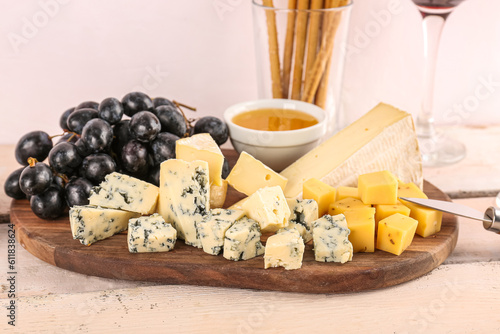 Gourmet cheese board with a...