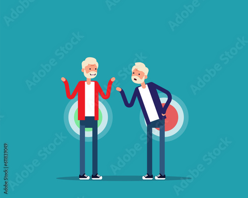 Smiling elderly cartoon character. Vector illustration old people living full life and enjoying