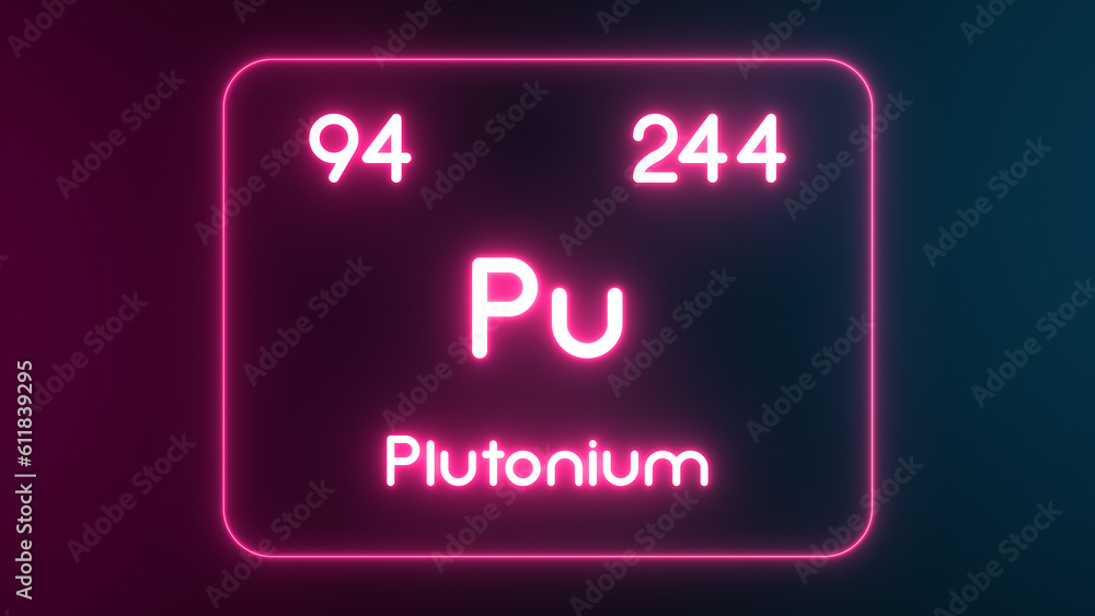Fototapeta premium Modern periodic table Plutonium element neon text Illustration