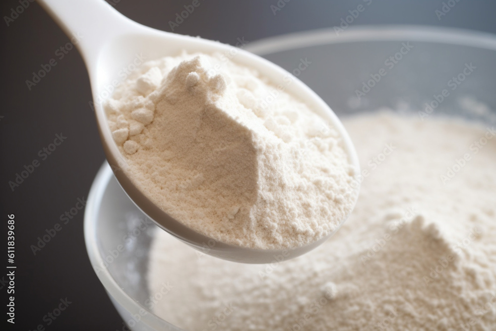 Plastic spoon in protein powder