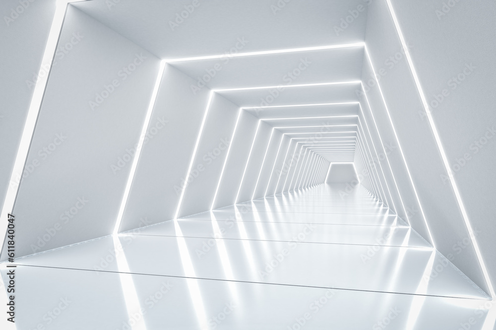 Obraz premium Empty white corridor or walkway hall space interior