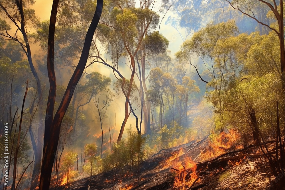 Fototapeta premium Huge forest fire, Generative AI