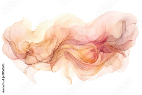 an ethereal blend of dusty rose and pale gold abstract blooming shape, isolated on a transparent background, generative ai