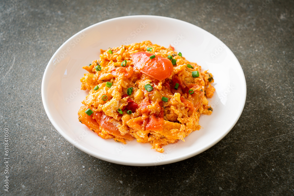 Stir-fried tomatoes with egg or Scrambled eggs with tomatoes Stir-fried tomatoes with egg or Scrambled eggs with tomatoes