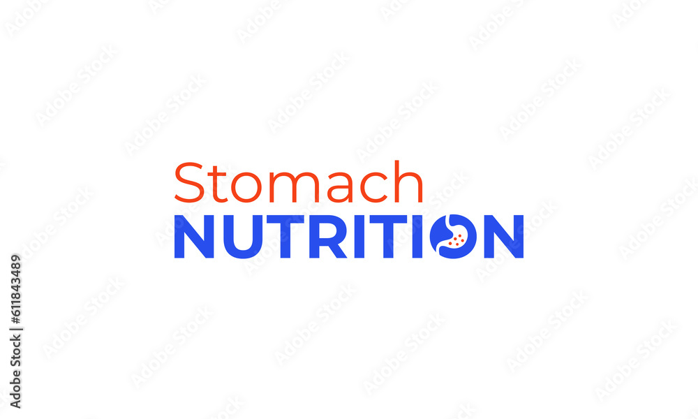 logotype typography logo for stomach nutrition with letter O as stomach