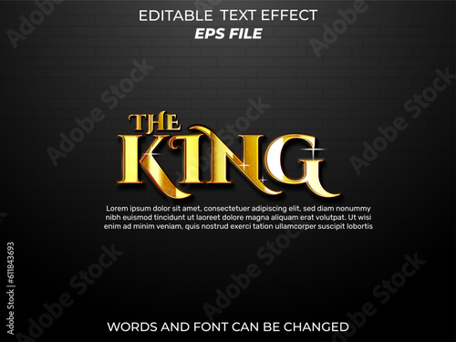 king text effect, font editable, typography, 3d text. vector template