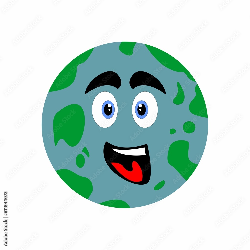 Fototapeta premium Illustration of the smiling planet Earth on white