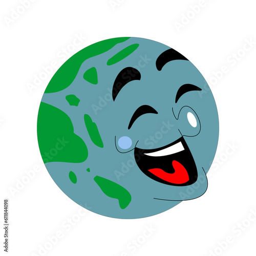 Illustration of the smiling planet Earth on white