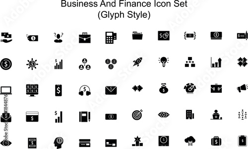 50 business and finance icon set, this collection embodies professionalism, strategy, and prosperity, offering a visually captivating way to represent financial concepts and enhance your presentations