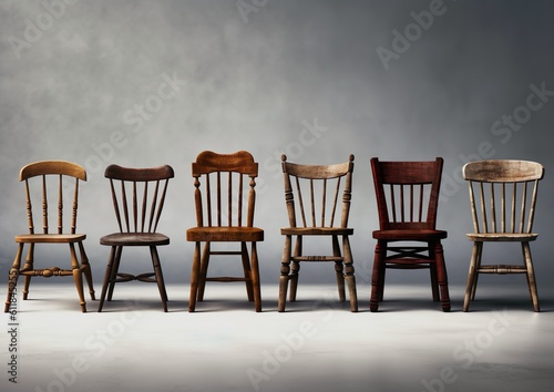 Collection of old wooden chairs