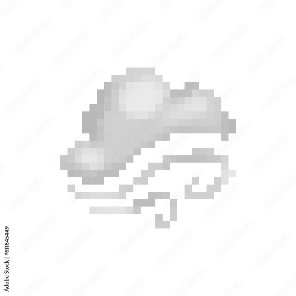 Cloud with wind movement, element icon. Pixel 8 bit style Cloud with wind movement, element icon. Pixel 8 bit style