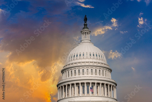 US Capitol in Washington DC in dramatic sunset