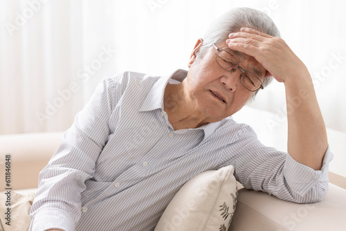 Senior man feeling unwell photo