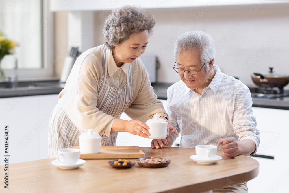 Happy senior couple having breakfast Happy senior couple having breakfast