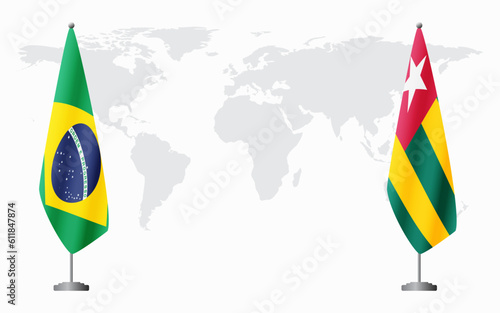 Brazil and Togo flags for official meeting, vector