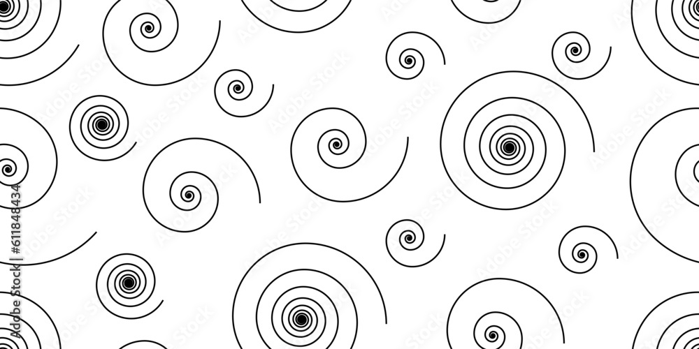 black white line spiral seamless pattern