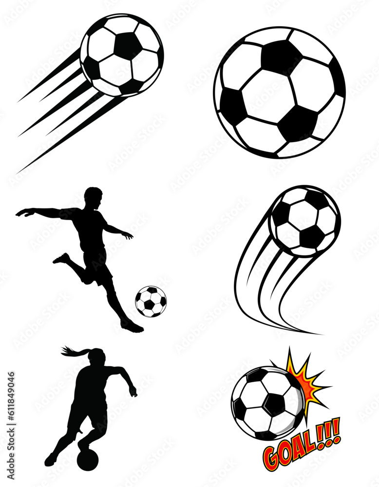 set of soccer balls icons