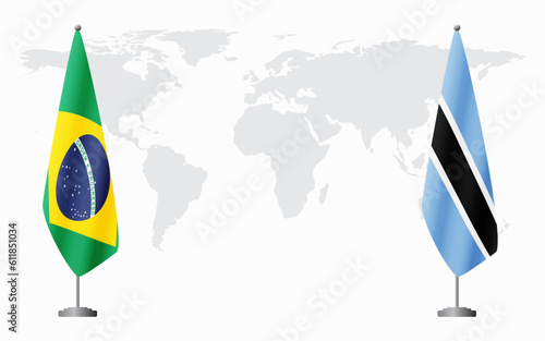 Brazil and Botswana flags for official meeting, vector