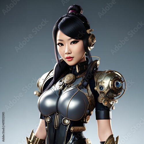 futuristic sci fi of woman wearing cyborg suit armor, generative art by A.I.