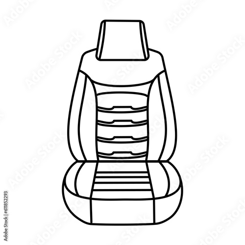 Car seat perspective view. Vector outline icon isolated on white background.