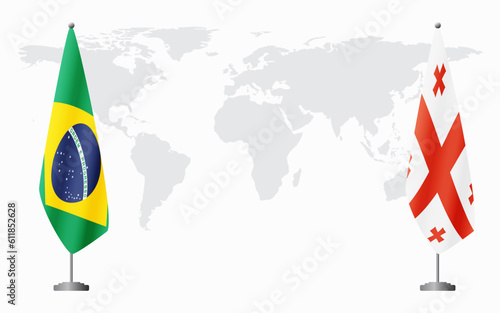 Brazil and Georgia flags for official meeting, vector