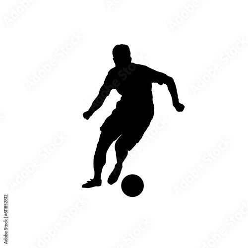 Soccer player. Soccer player silhouette. Black and white soccer player illustration.
